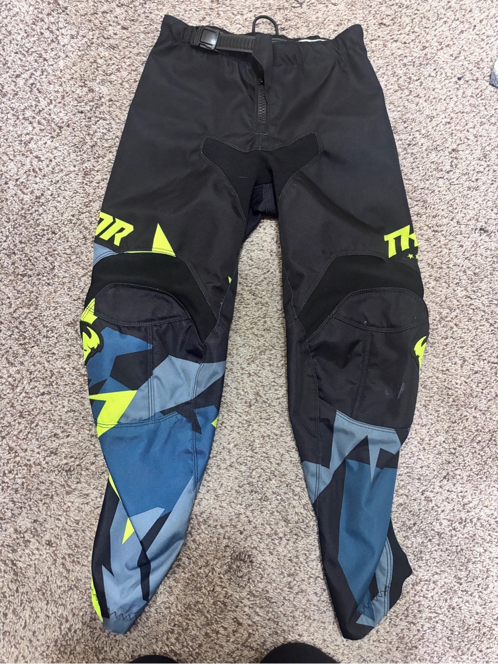 thor Men’s Black, Blue & Neon Yellow Motocross Pants